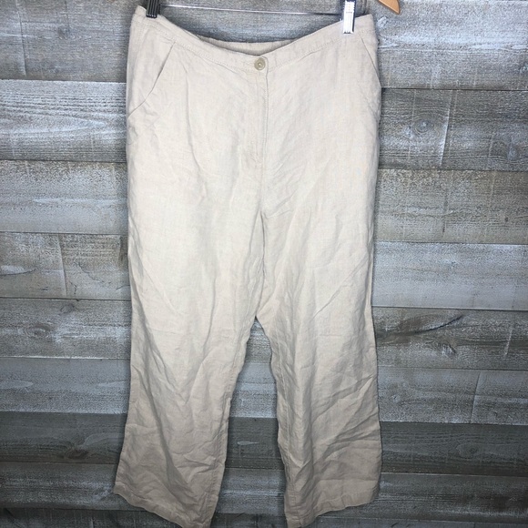 LL Bean 100% linen beige lounge wear work from home pants